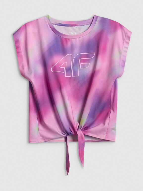 Dziewczęcy crop top treningowy 4F 4FJRSS26TFTSF2387 - multikolor