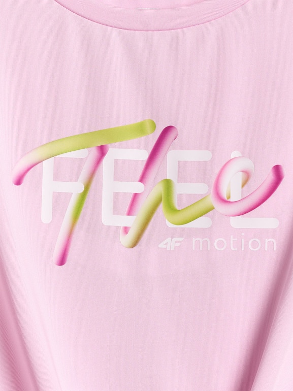 Dziewczęcy crop top treningowy 4F 4FJRSS26TFTSF2435 - różowy