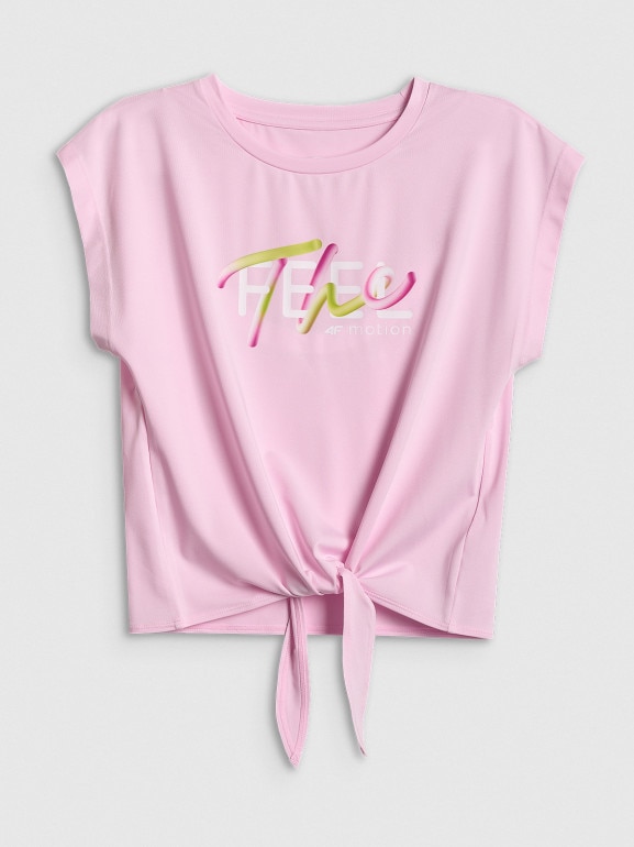 Dziewczęcy crop top treningowy 4F 4FJRSS26TFTSF2435 - różowy