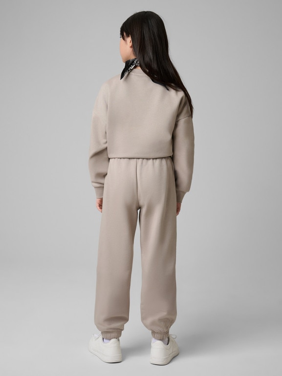 Dziewczęcy dres komplet 4F 4FJRSS26TAPSF212 - beżowy