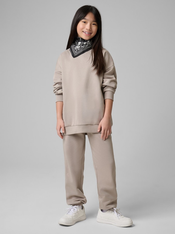 Dziewczęcy dres komplet 4F 4FJRSS26TAPSF212 - beżowy