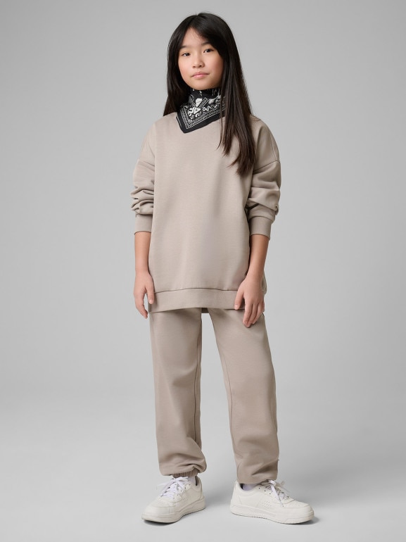 Dziewczęcy dres komplet 4F 4FJRSS26TAPSF212 - beżowy