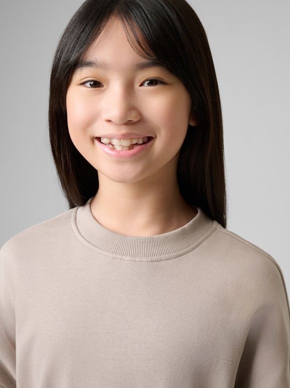 Dziewczęcy dres komplet 4F 4FJRSS26TAPSF212 - beżowy