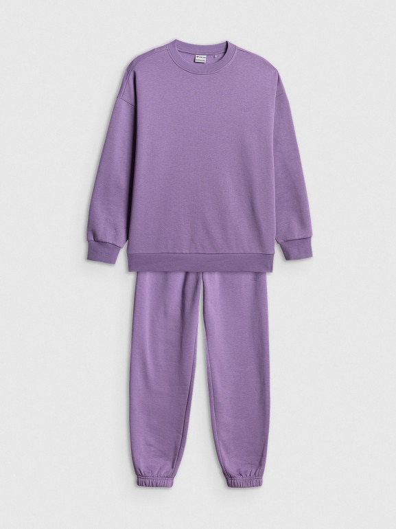 Dziewczęcy dres komplet 4F 4FJRSS26TAPSF212 - fioletowy