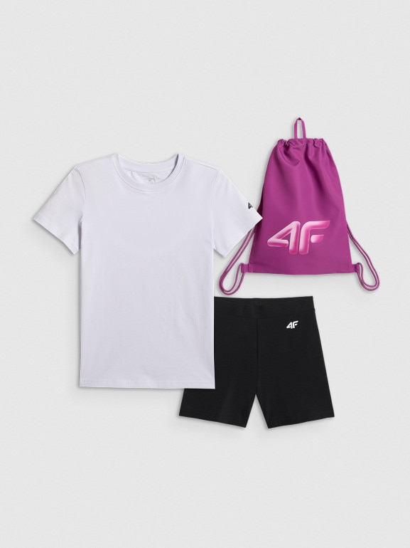 Dziewczęcy komplet sportowy na WF 4F 4FJRSS26TAPSF191 - multikolor