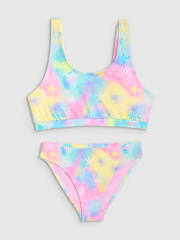 Dziewczęcy kostium kąpielowy dwuczęściowy 4F 4FJWSS26UBKSF054 - multikolor