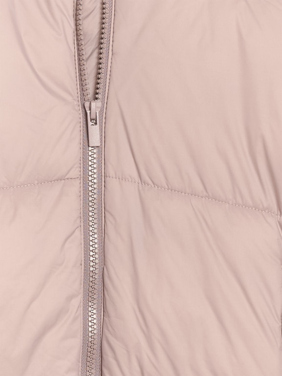 Dziewczęcy płaszcz puchowy pikowany 4F 4FJRAW25TDJAF0808 - beżowy