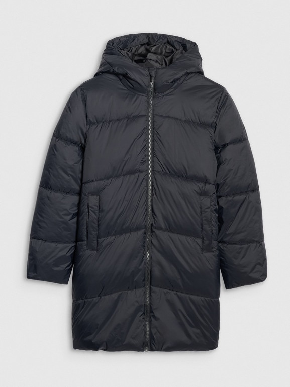 Dziewczęcy płaszcz puchowy pikowany 4F 4FJRAW25TDJAF0808 - czarny