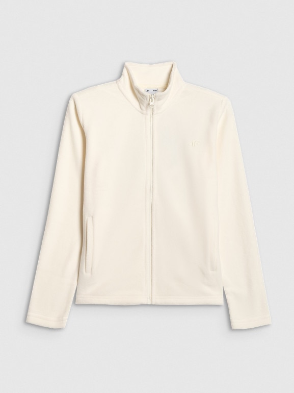 Dziewczęcy polar rozpinany 4F 4FJRSS26TFLEF507 - biały