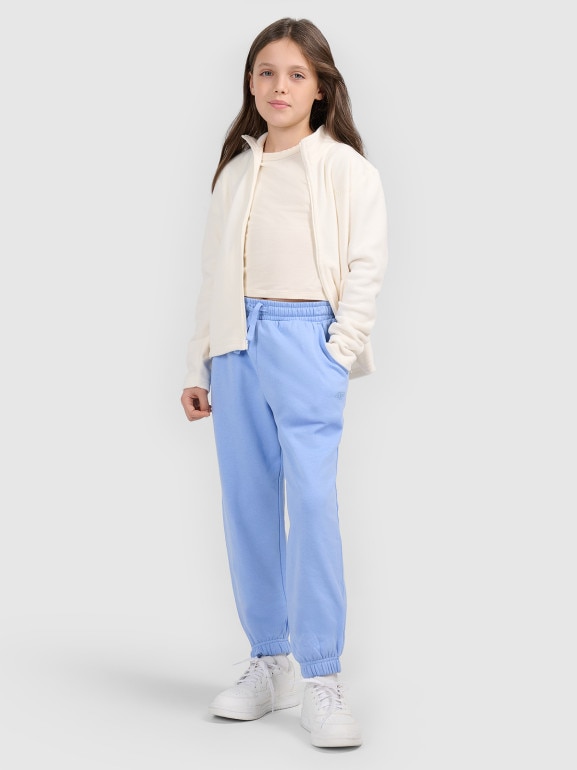 Dziewczęcy polar rozpinany 4F 4FJRSS26TFLEF507 - biały