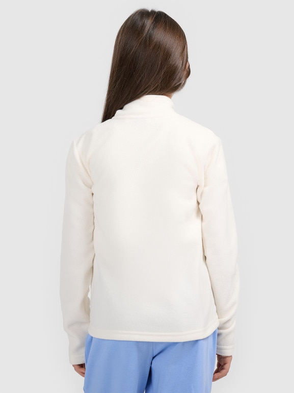 Dziewczęcy polar rozpinany 4F 4FJRSS26TFLEF507 - biały