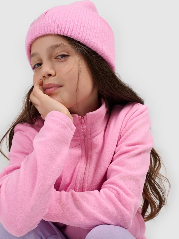 Dziewczęcy polar rozpinany 4F 4FJRSS26TFLEF507 - różowy