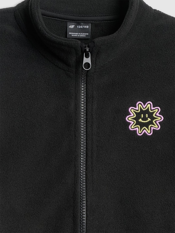 Dziewczęcy polar rozpinany bez kaptura 4F 4FJRSS26TFLEF497 - czarny