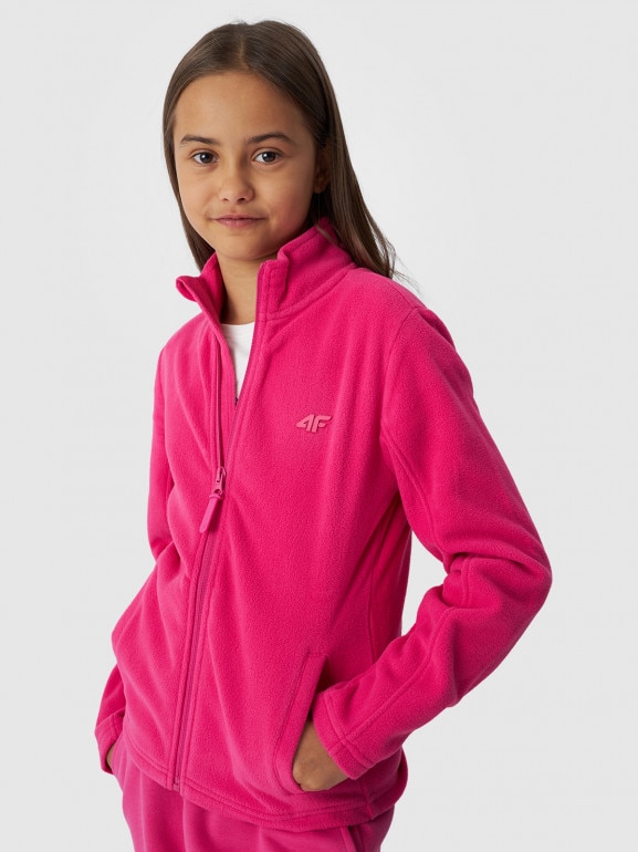 Dziewczęcy polar rozpinany bez kaptura 4F 4FJWMM00TFLEF261 - różowy