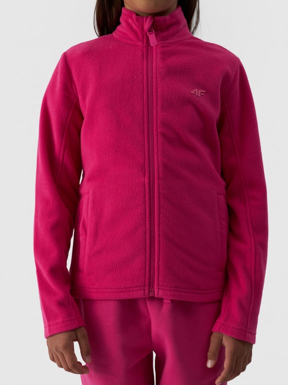 Dziewczęcy polar rozpinany bez kaptura 4F 4FJWMM00TFLEF261 - różowy