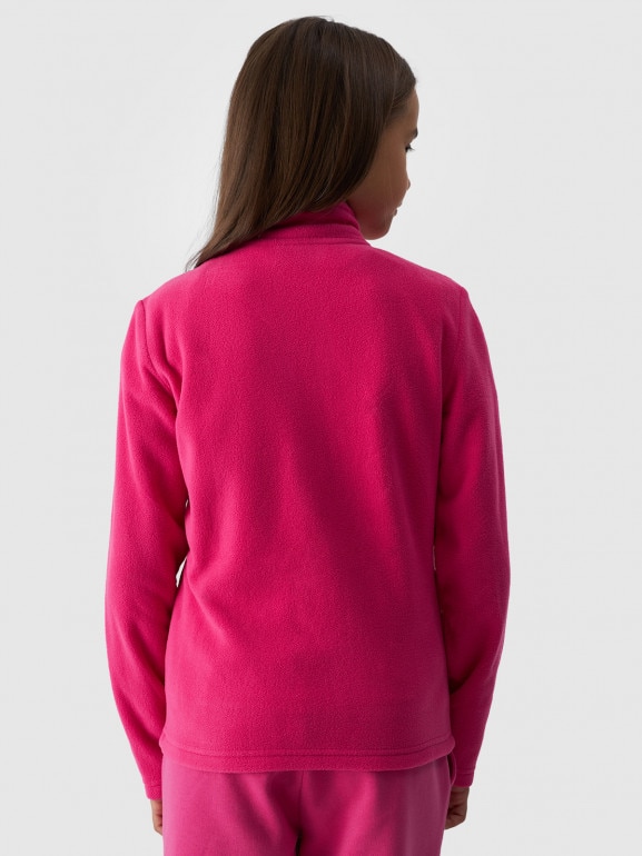 Dziewczęcy polar rozpinany bez kaptura 4F 4FJWMM00TFLEF261 - różowy