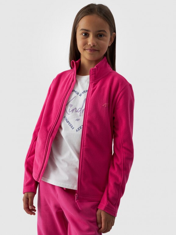 Dziewczęcy polar rozpinany bez kaptura 4F 4FJWMM00TFLEF261 - różowy