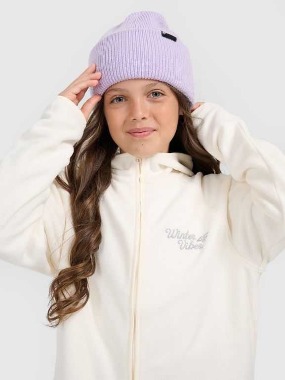 Dziewczęcy polar rozpinany z kapturem 4F 4FJRAW25TFLEF444 - biały