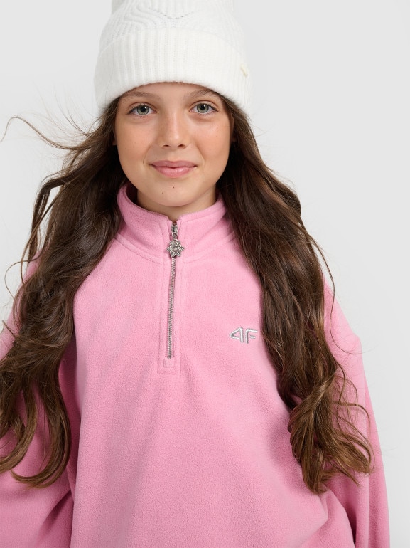 Dziewczęcy polar ze stójką 4F 4FJRAW25TFLEF441 - różowy