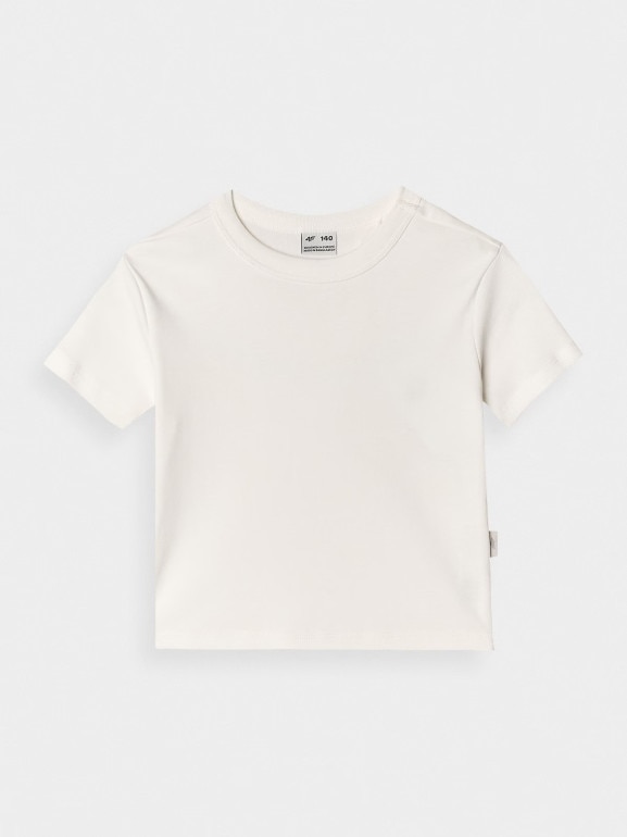 Dziewczęcy t-shirt basic 4F 4FJRSS24TTSHF2053 - biały