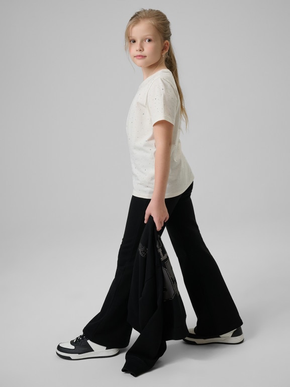 Dziewczęcy t-shirt basic 4F 4FJRSS26TTSHF3454 - biały