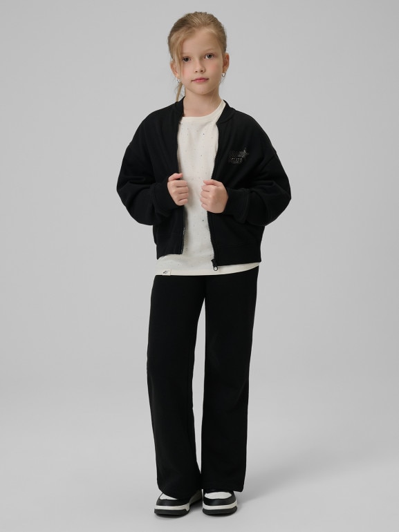 Dziewczęcy t-shirt basic 4F 4FJRSS26TTSHF3454 - biały