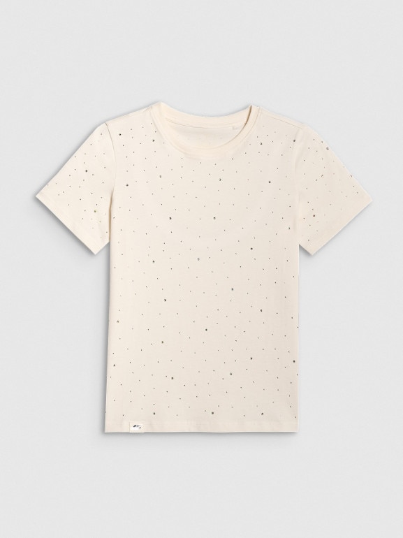 Dziewczęcy t-shirt basic 4F 4FJRSS26TTSHF3454 - biały