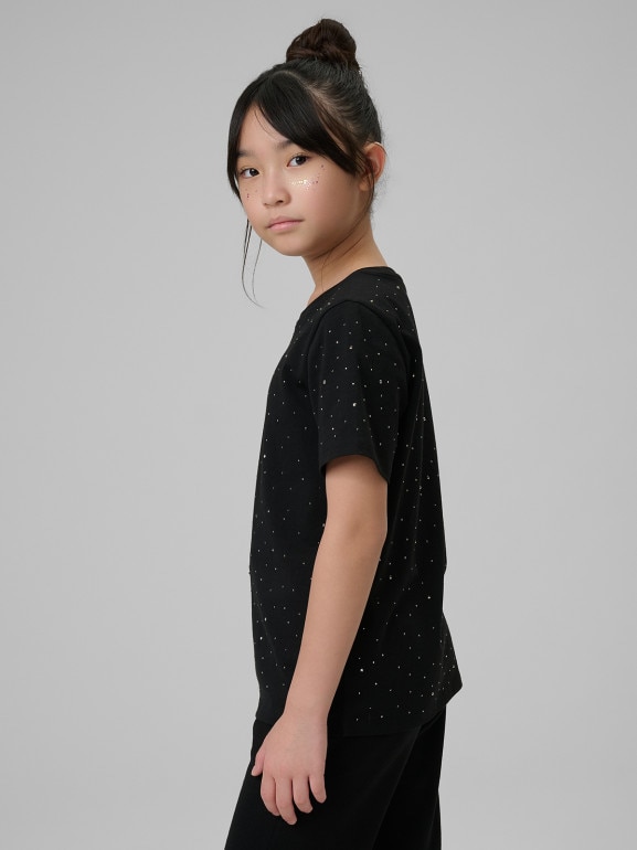 Dziewczęcy t-shirt basic 4F 4FJRSS26TTSHF3454 - czarny