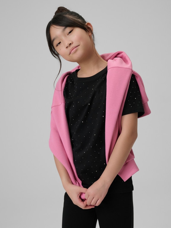 Dziewczęcy t-shirt basic 4F 4FJRSS26TTSHF3454 - czarny