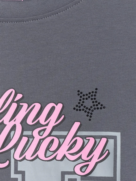 Dziewczęcy t-shirt z nadrukiem 4F 4FJRSS26TTSHF3451 - szary