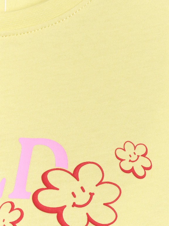 Dziewczęcy t-shirt z nadrukiem 4F 4FJRSS26TTSHF3677 - żółty