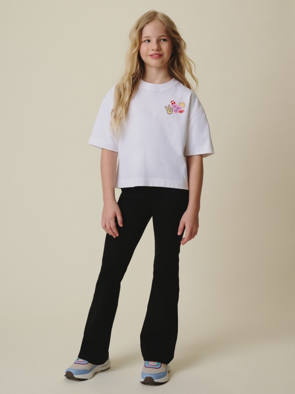 Dziewczęcy t-shirt z nadrukiem 4f 4FJRSS26TTSHF3679 - biały