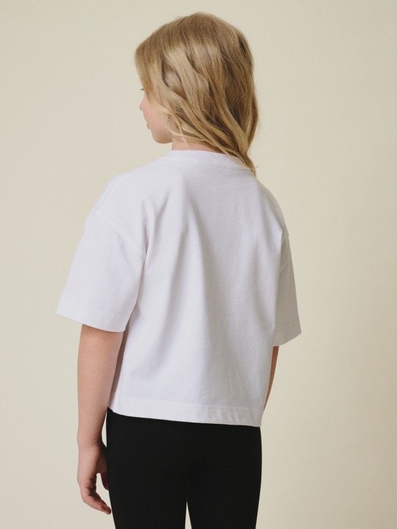 Dziewczęcy t-shirt z nadrukiem 4f 4FJRSS26TTSHF3679 - biały