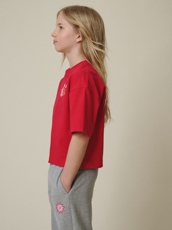 Dziewczęcy t-shirt z nadrukiem 4f 4FJRSS26TTSHF3679 - różowy