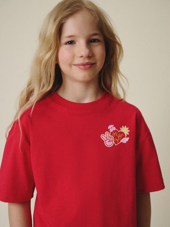 Dziewczęcy t-shirt z nadrukiem 4f 4FJRSS26TTSHF3679 - różowy