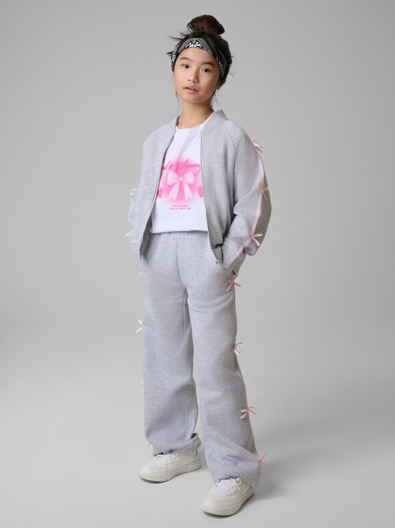 Dziewczęcy t-shirt z nadrukiem 4F 4FJRSS26TTSHF3689 - biały