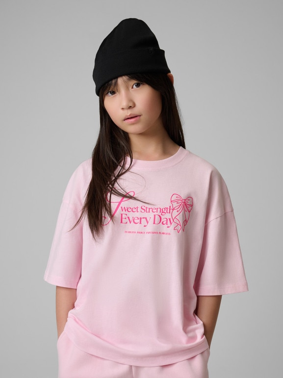 Dziewczęcy t-shirt z nadrukiem 4F 4FJRSS26TTSHF3690 - różowy