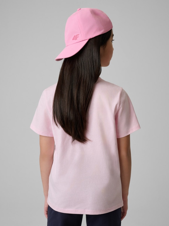 Dziewczęcy t-shirt z nadrukiem 4F 4FJRSS26TTSHF3691 - różowy