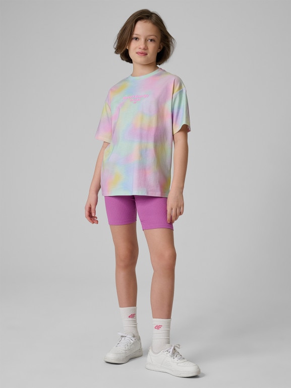 Dziewczęcy t-shirt z nadrukiem 4F 4FJRSS26TTSHF3826 - multikolor