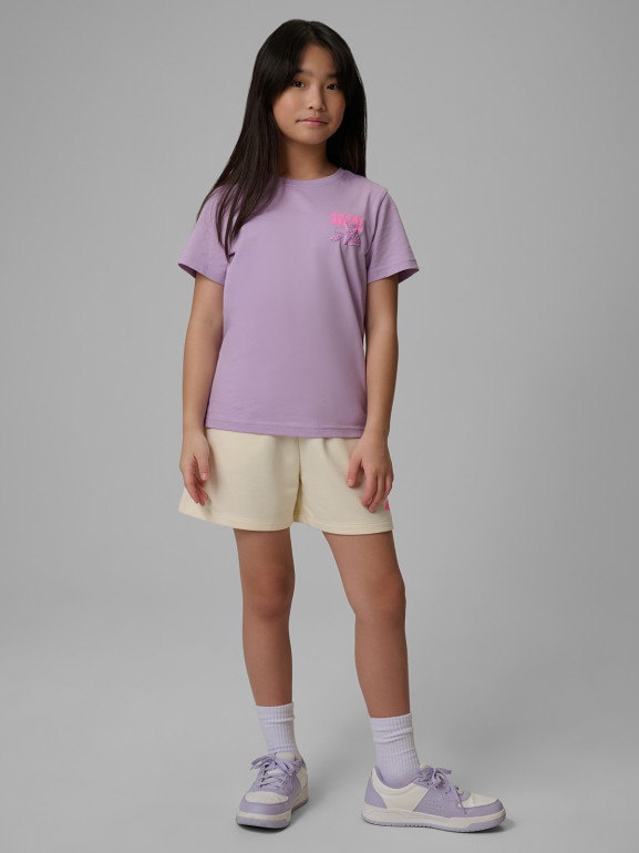 Dziewczęcy t-shirt z nadrukiem 4F 4FJWSS26TTSHF2939 - fioletowy