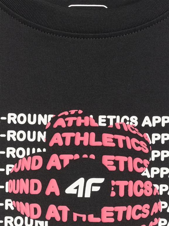 Dziewczęcy t-shirt z nadrukiem 4F 4FJWSS26TTSHF3302 - czarny