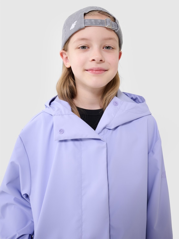 Dziecięca kurtka przejściowa przeciwdeszczowa 4F 4FJWSS25TJACU213 - fioletowa