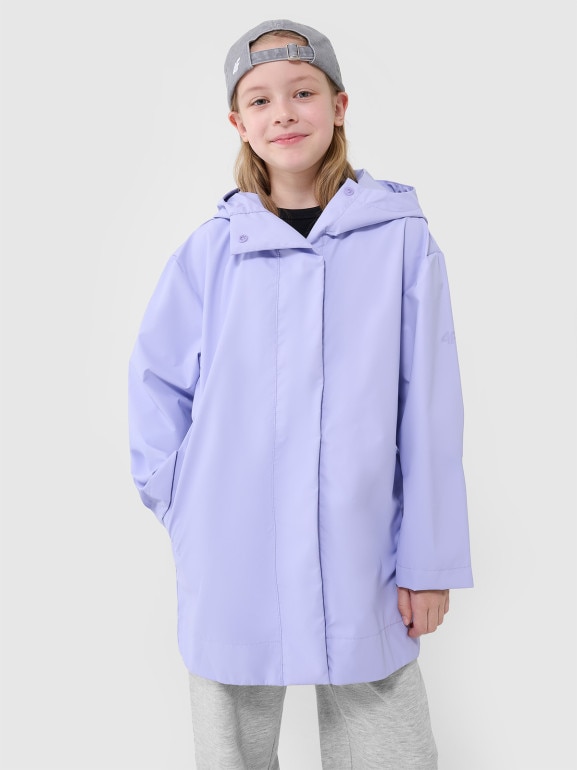 Dziecięca kurtka przejściowa przeciwdeszczowa 4F 4FJWSS25TJACU213 - fioletowa