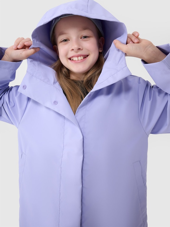 Dziecięca kurtka przejściowa przeciwdeszczowa 4F 4FJWSS25TJACU213 - fioletowa