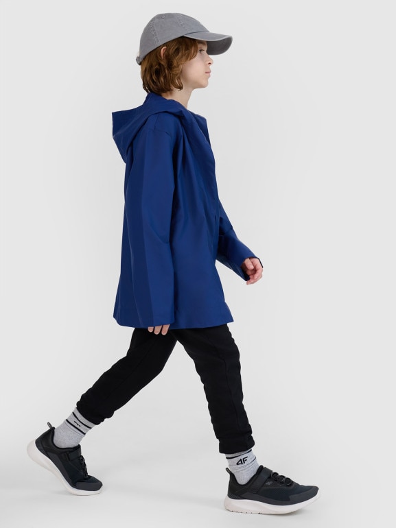 Dziecięca kurtka przejściowa przeciwdeszczowa 4F 4FJWSS25TJACU213 - granatowa