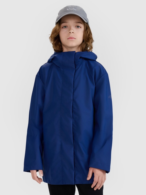 Dziecięca kurtka przejściowa przeciwdeszczowa 4F 4FJWSS25TJACU213 - granatowa