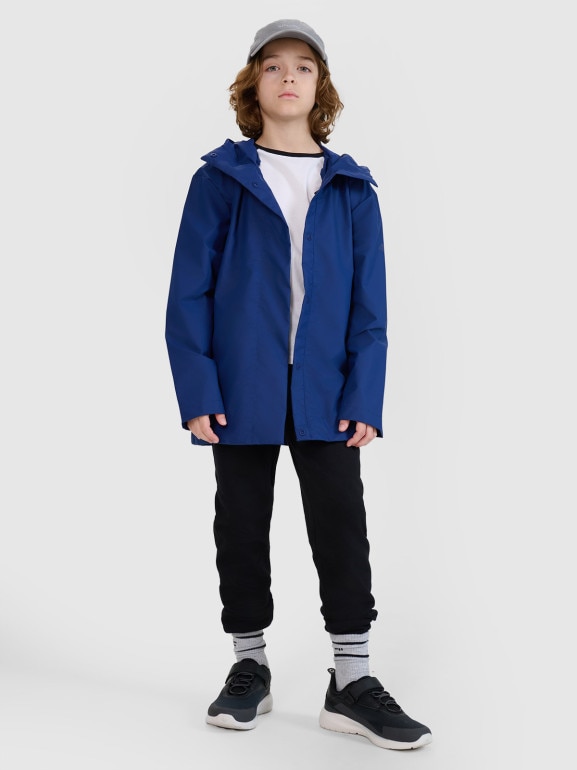 Dziecięca kurtka przejściowa przeciwdeszczowa 4F 4FJWSS25TJACU213 - granatowa