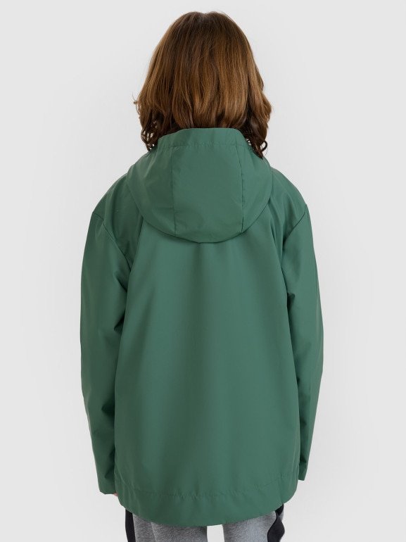 Dziecięca kurtka przejściowa przeciwdeszczowa 4F 4FJWSS25TJACU213 - zielona
