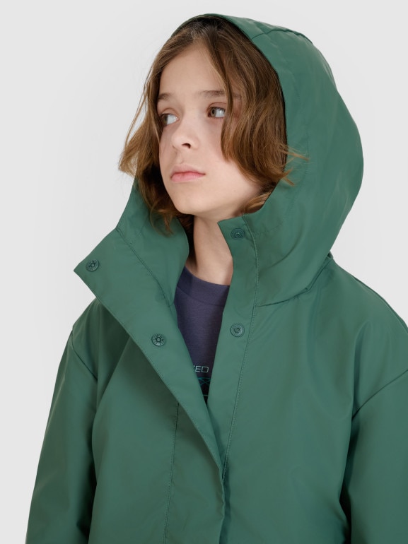 Dziecięca kurtka przejściowa przeciwdeszczowa 4F 4FJWSS25TJACU213 - zielona