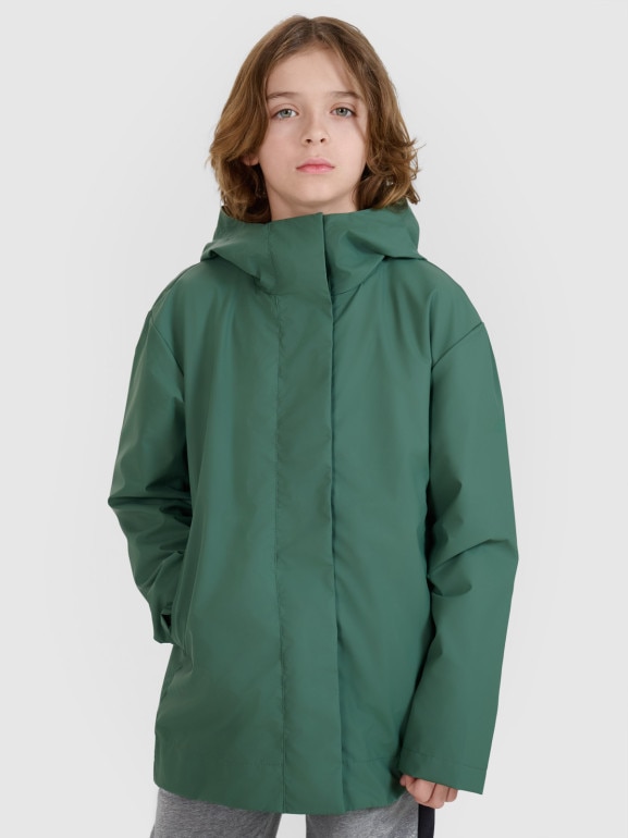 Dziecięca kurtka przejściowa przeciwdeszczowa 4F 4FJWSS25TJACU213 - zielona